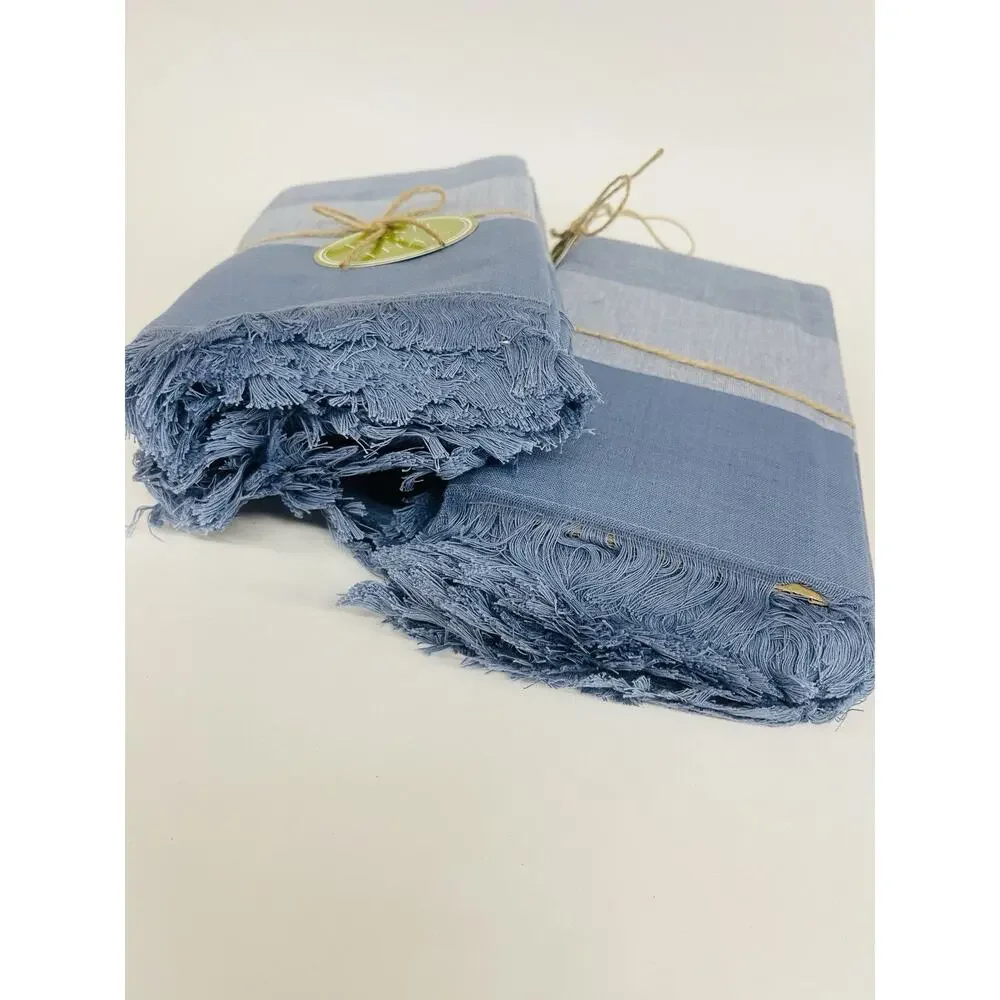 Natural Cloth 18x18” Table‎ Napkin With Fringes Modern Style 12-pack Blue